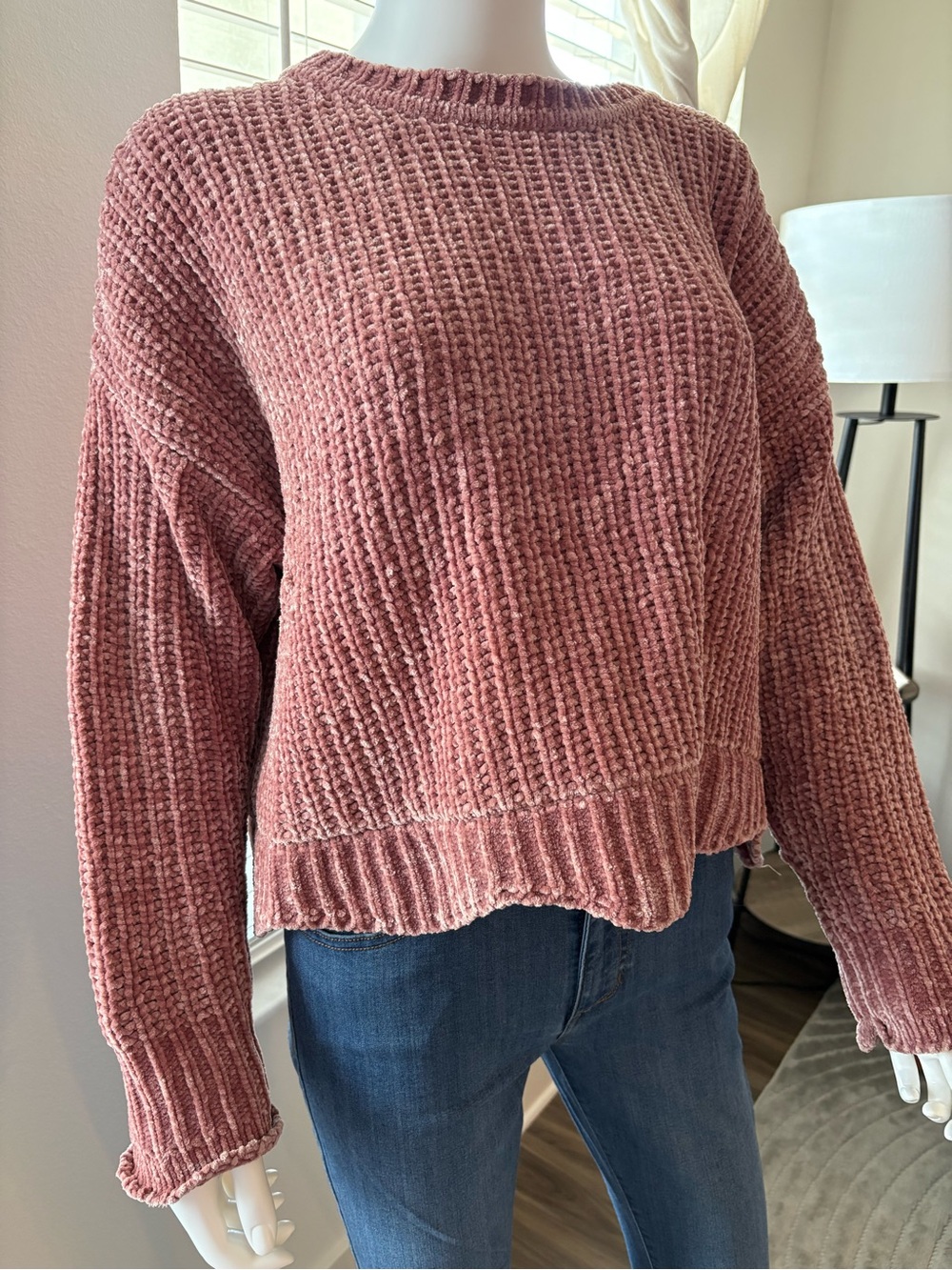 ZARA Knit Dusty Rose Chenille Oversized Sweater Size M NWOT - Picture 5 of 13
